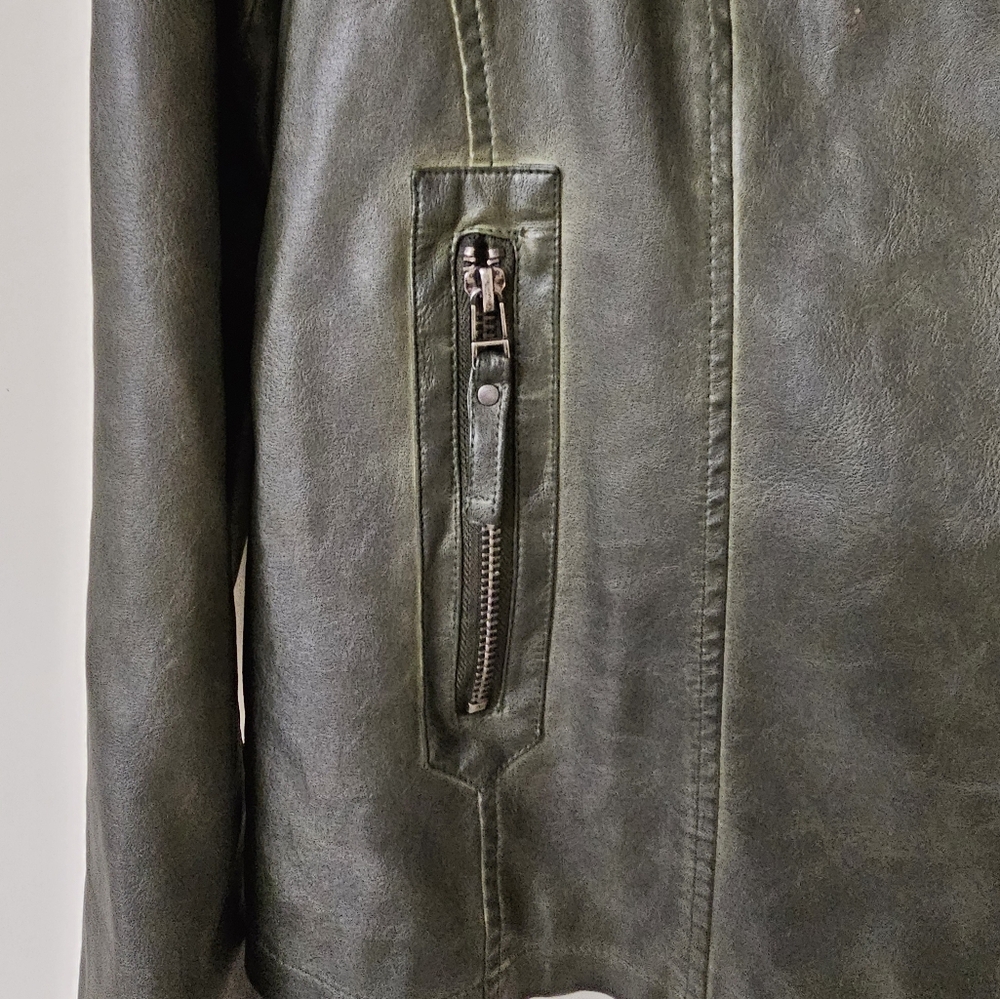 Max Studio Olive Green Leather Jacket - Picture 8 of 13